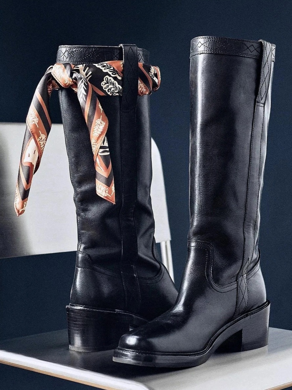 Frye Kate Black Leather Tall Riding Boots Wide Calf Women’s Size 8